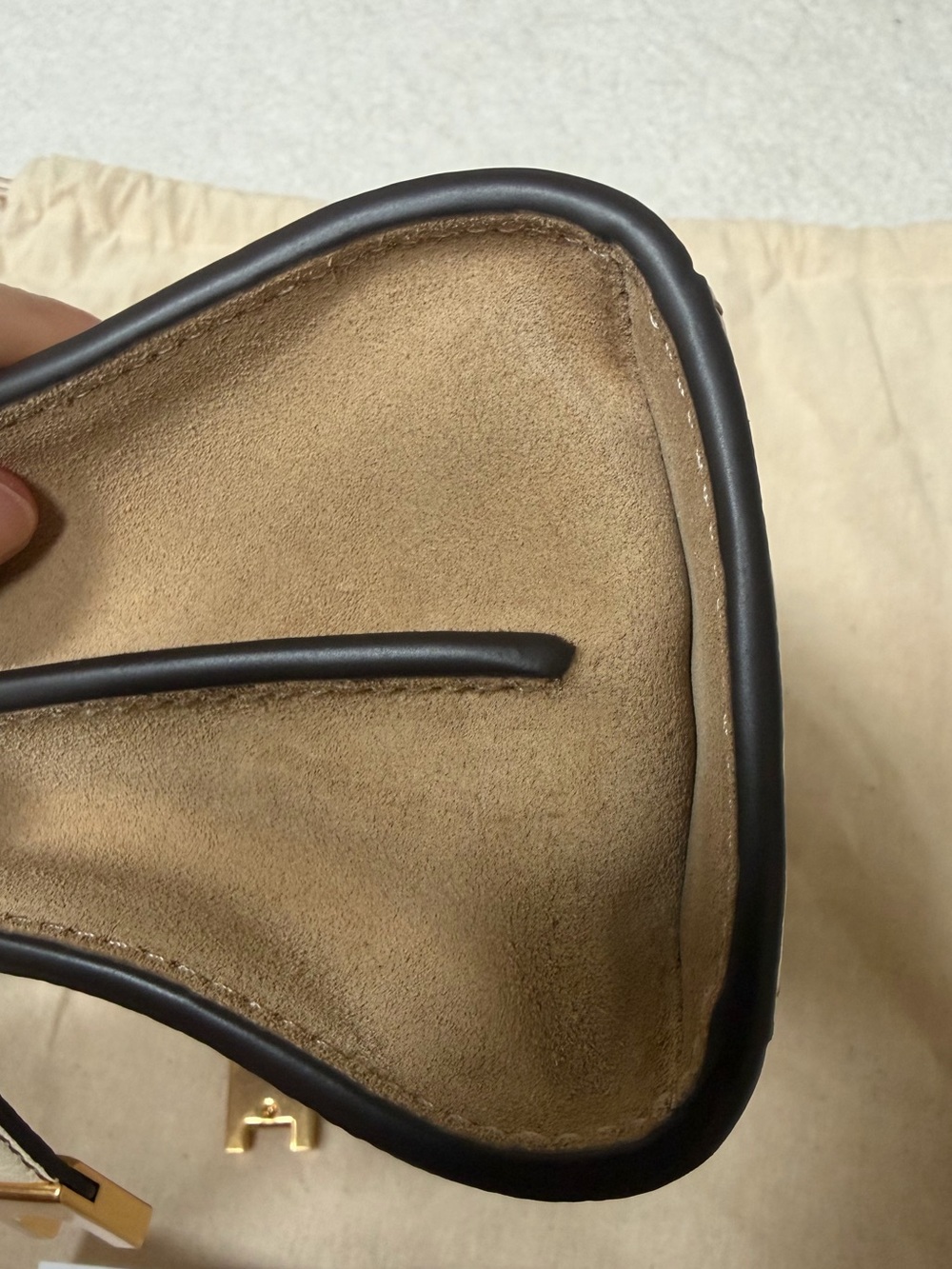 Tory Burch Leather Top-Handle Satchel in Cream and Brown - Picture 9 of 9
